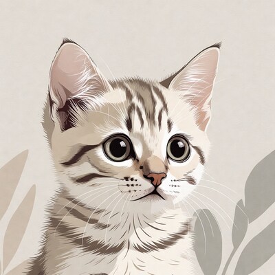 Cute tabby kitten illustration