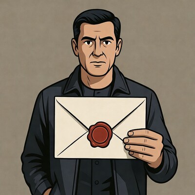 Man holding sealed envelope
