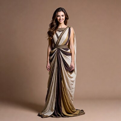 Woman in Greek draped gown