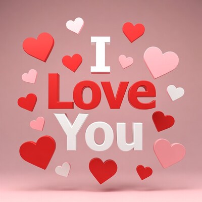 I Love You with Floating Hearts