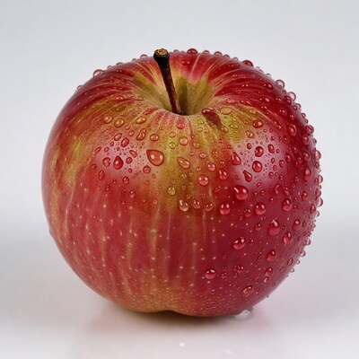 Red Apple with Water Droplets