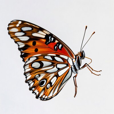 White Admiral Butterfly on White Background