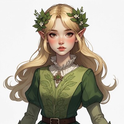 Blonde elf girl with leaf crown