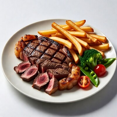 Grilled Steak with Fries and Vegetables