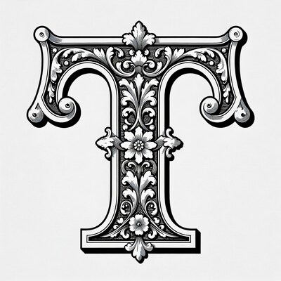 Ornate Victorian Letter T