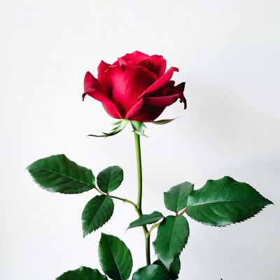 Red Rose on White Background