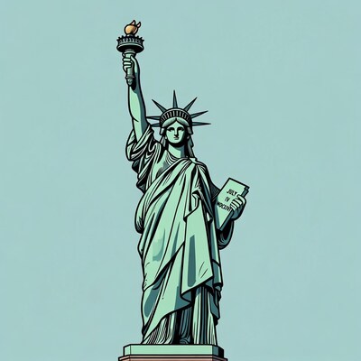 Statue of Liberty holding July 4th tablet