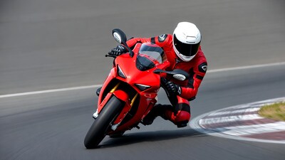 Rider on red Ducati Panigale racing