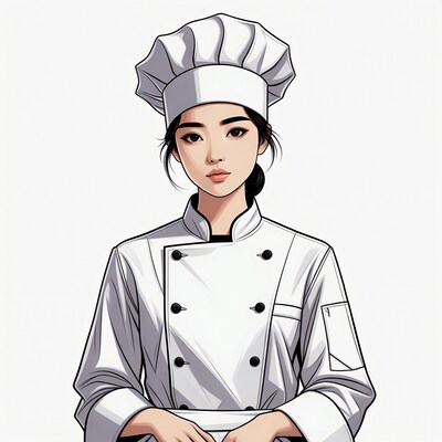 Asian woman chef illustration