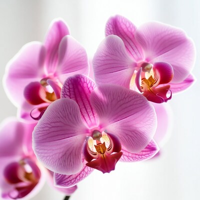 Pink Phalaenopsis Orchids on White Background