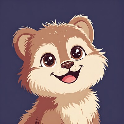 Cute cartoon bear smiling