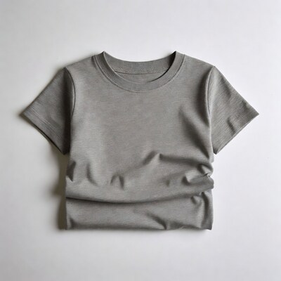 Gray kids t-shirt flat lay