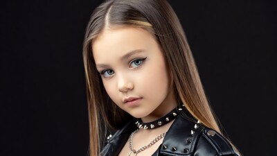 Girl in studded leather jacket