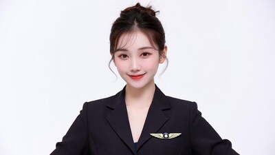 Asian flight attendant smiling