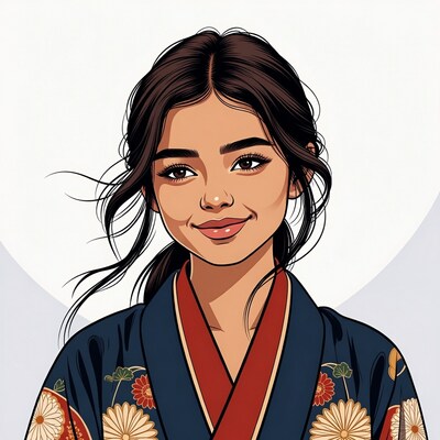 Asian woman in kimono illustration
