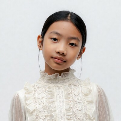 Asian girl in lace dress
