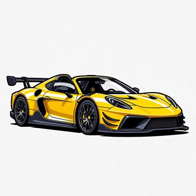 Yellow Supercar Illustration