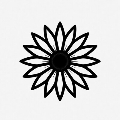 Black sunflower outline illustration
