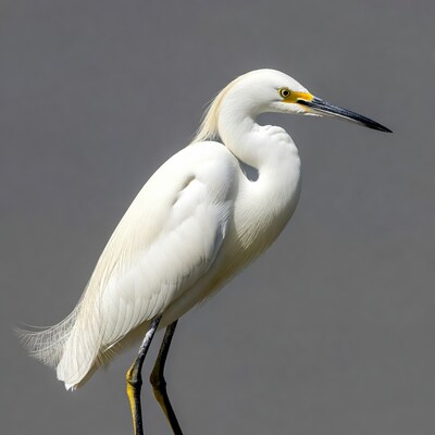 Snowy Egret on gray background