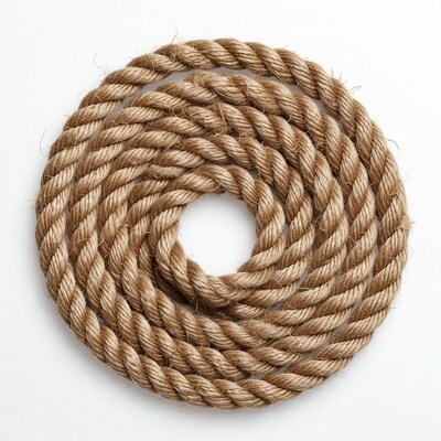 Coiled Rope on White Background