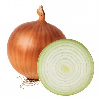 Whole and sliced onion