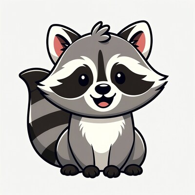 Cute cartoon raccoon smiling