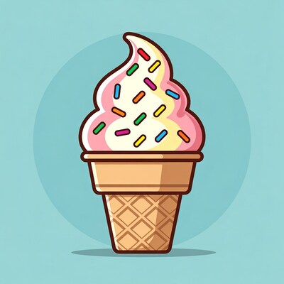 Pink ice cream cone with sprinkles