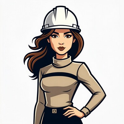 Woman wearing hard hat illustration