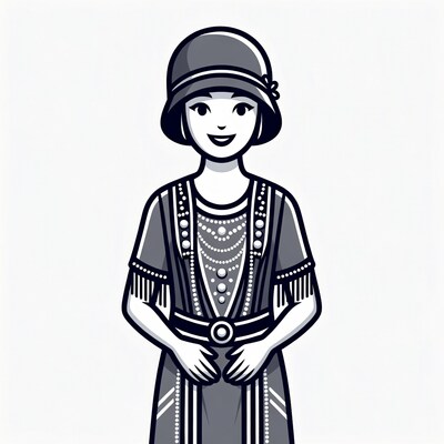 Flapper girl in cloche hat