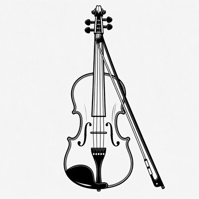 Violin with Bow Illustration