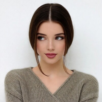 Woman with dark hair in sweater
