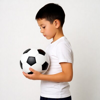 Boy holding soccer ball
