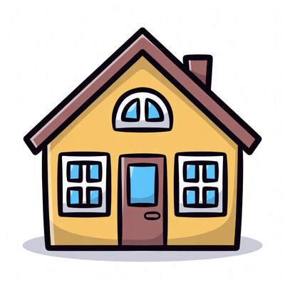 Yellow cartoon house illustration