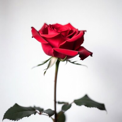 Red Rose on White Background