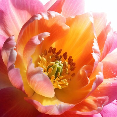 Pink Tulip Closeup with Dew Drops