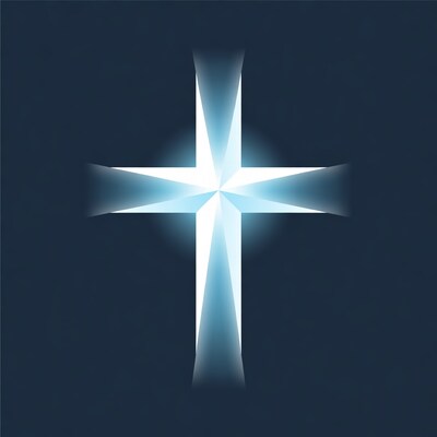 Glowing White Cross on Dark Background
