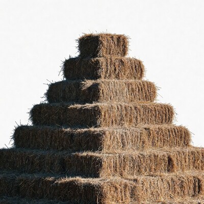 Pyramid stack of hay bales