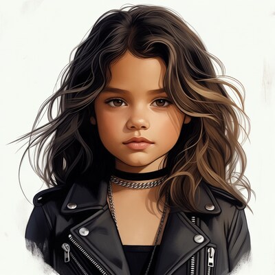 Girl in leather jacket portrait