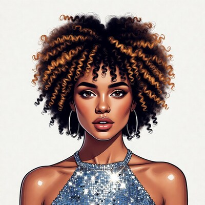 African-American woman with curly hair