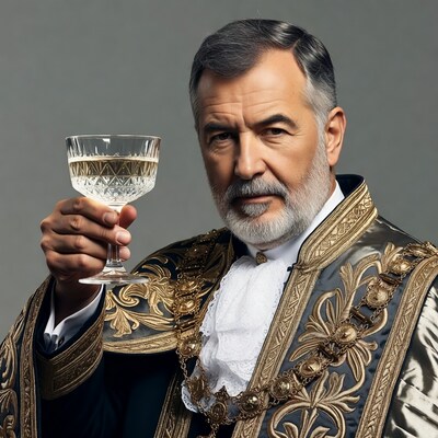 Elderly man toasting champagne glass