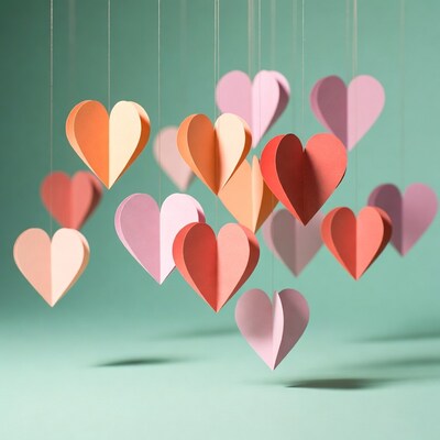 Hanging Paper Hearts on Strings