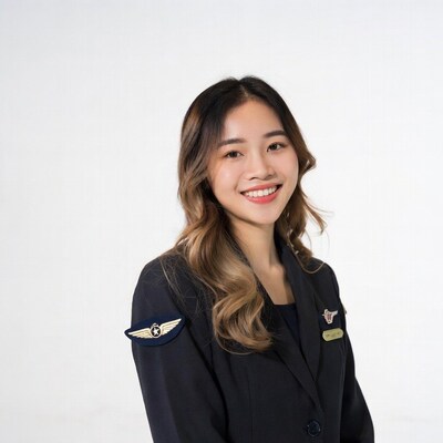 Asian flight attendant smiling