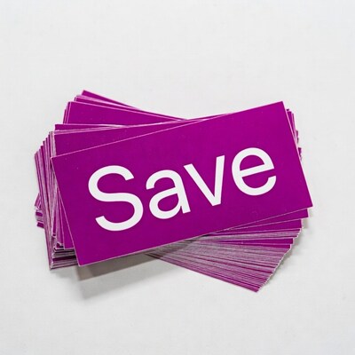 Stack of Purple Save Labels