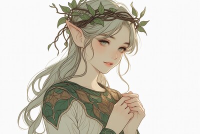Elf girl with leaf crown