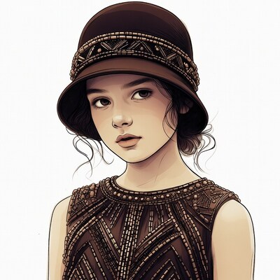 Girl in beaded cloche hat