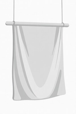 Blank cloth hanging on rod