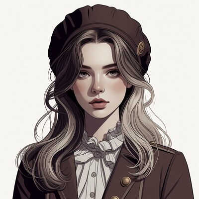 Woman in beret and military jacket