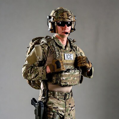 ICE agent in tactical gear