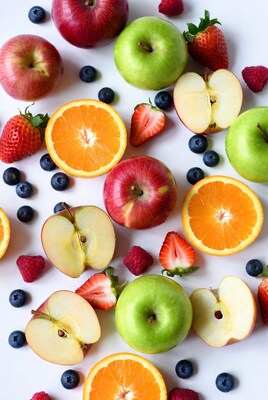 Mixed Fresh Fruits on White Background