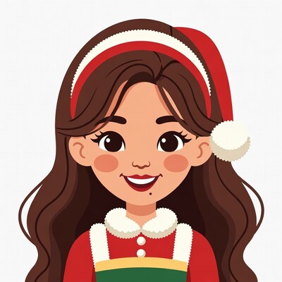 Smiling woman in Santa hat illustration